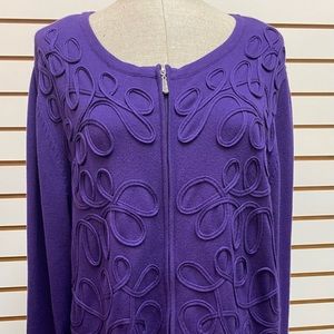 Catherine’s Purple Long Sleeve Zip Frnt Sweater 1x